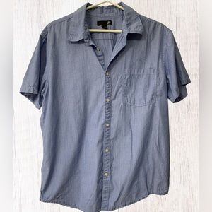 J. Ferrar Mens Light Blue Oxford Button Down Shirt Short Sleeve Slim L